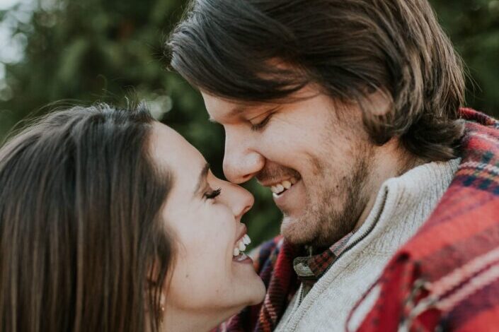 Happy couple close together
