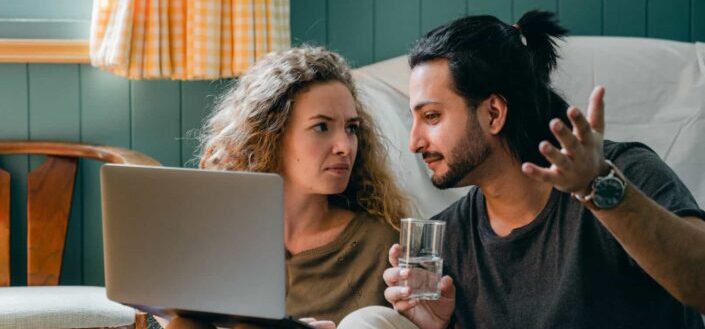 Cute couple having a light argument