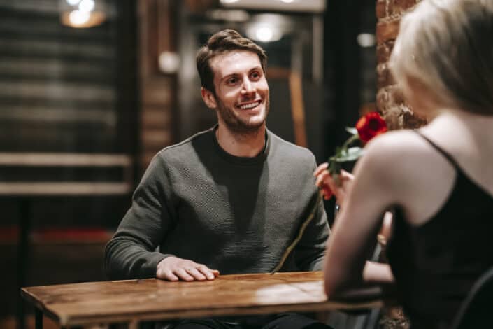 couple dating happily at night