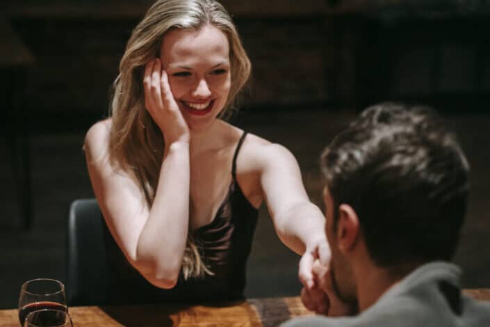 couple on romantic dinner in cafe