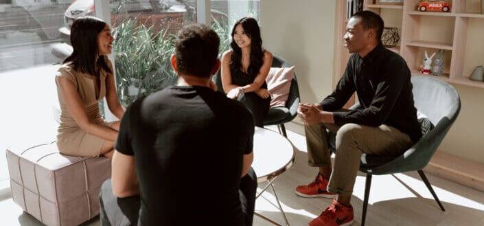 Group date in a coffee shop