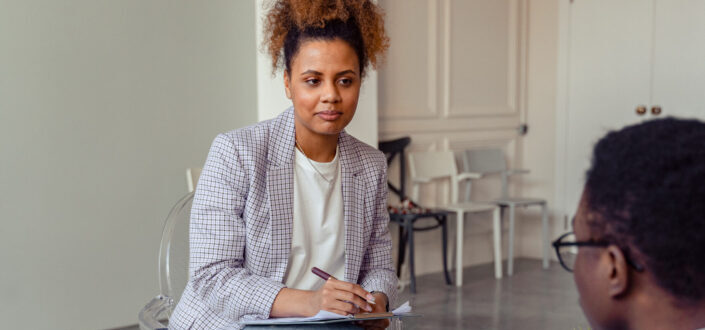 lady interviewing a man