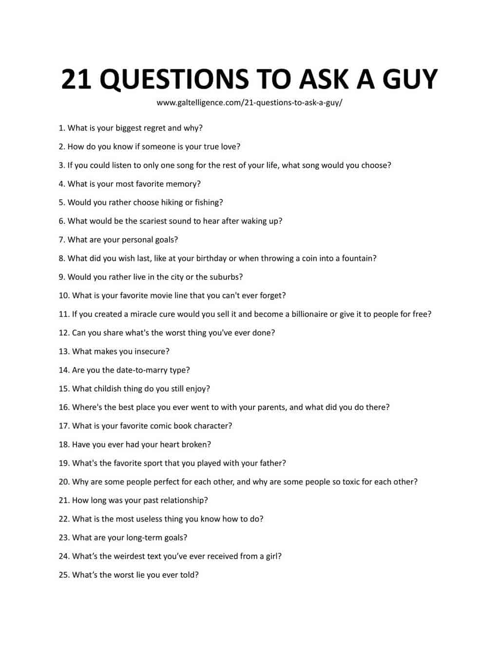 Dowloadable list of questions