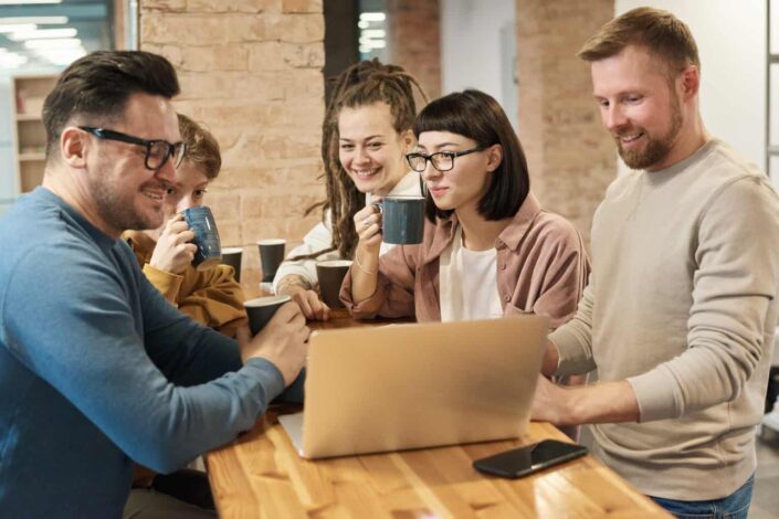 Colleagues having a coffee break