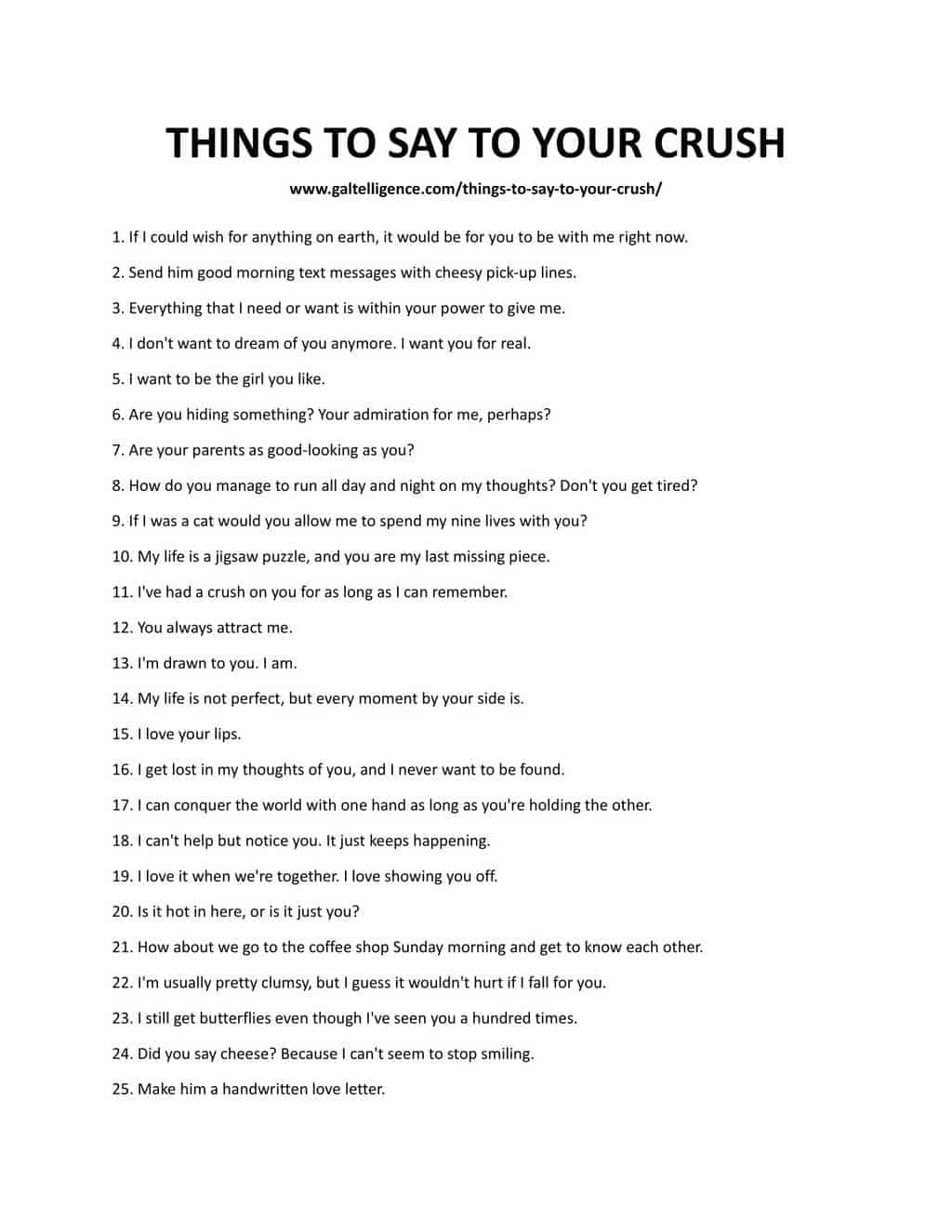 Downloadable list of things to say