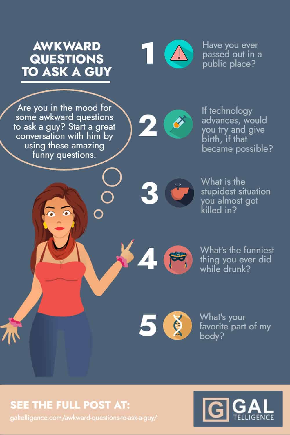 Infographic about awkward questions to ask a guy