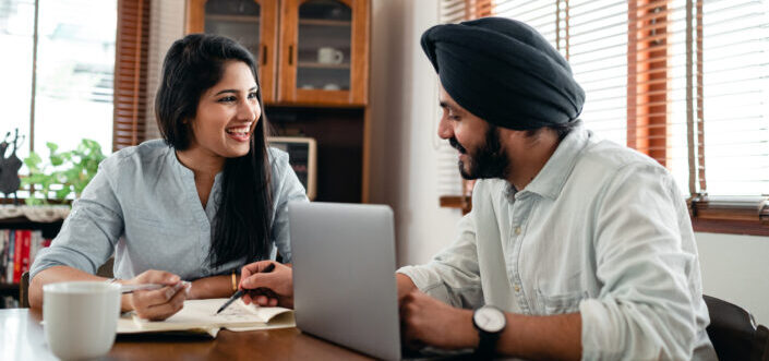 Couple doing document works together