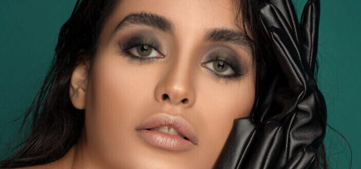 Woman with dark makeup