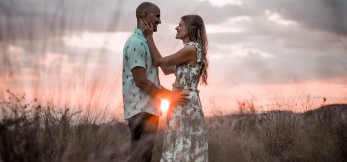 Couple being lovely during a sunset