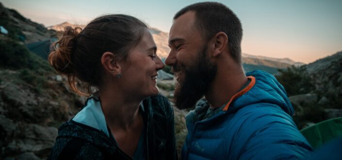 Adventurous couple having a playful banter 