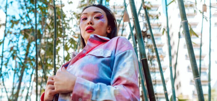 girl with make up in the woods