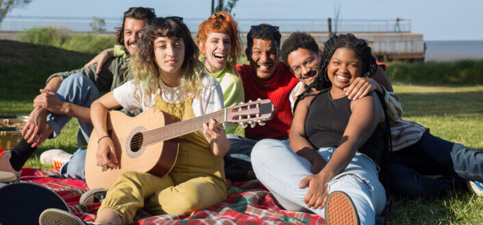 Friends Smiling and Having Fun