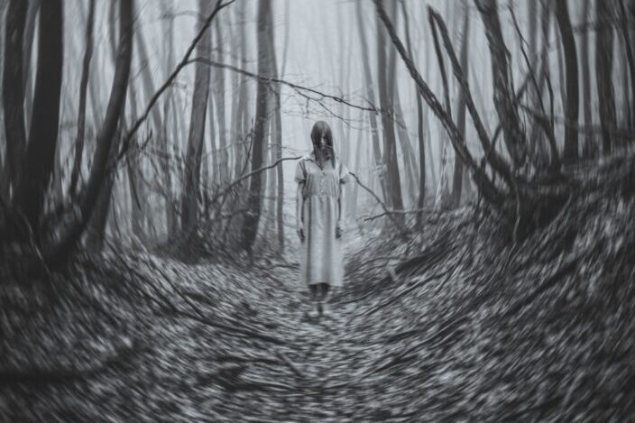 girl in dead forest 