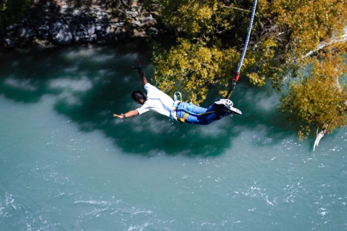 man doing bungee jumping