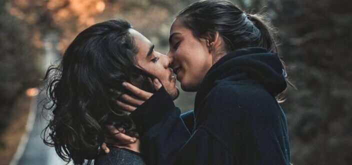 Couple about to kiss