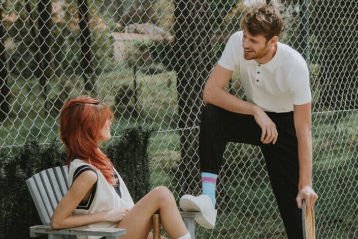 Couple talking outdoors