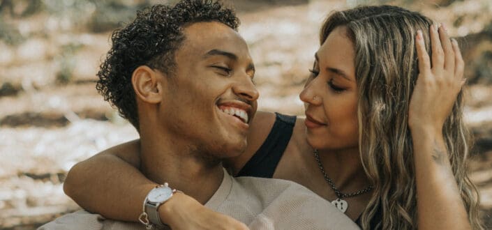 Couple smiling at each other