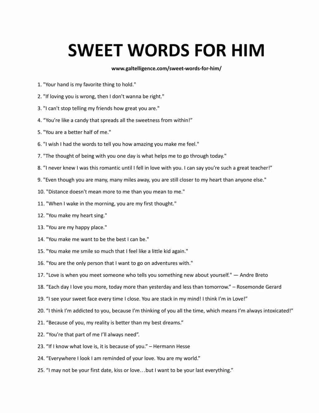 Downloadable and printable list