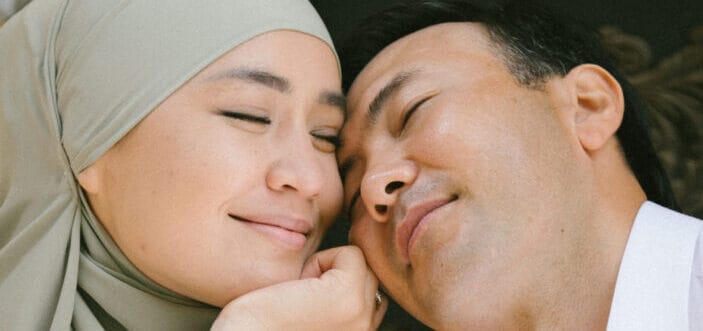 Couple being sweet to each other