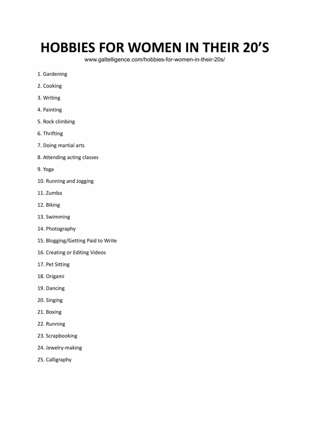 Downloadable and Printable List