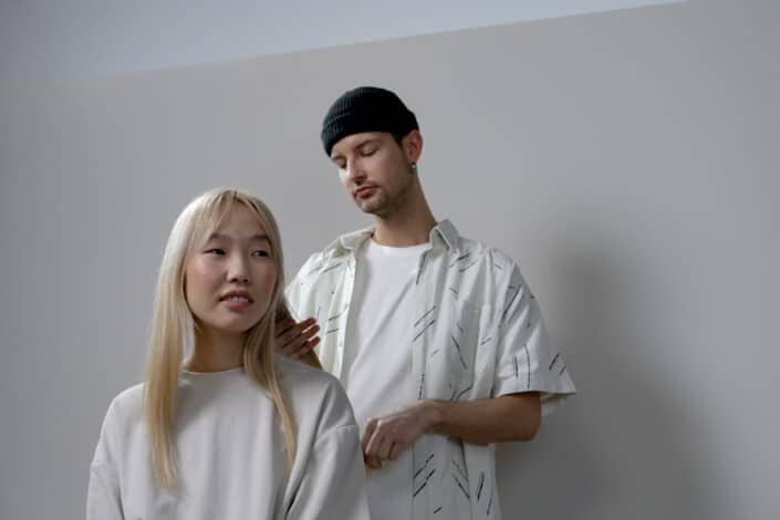 Man Cutting a Woman's Hair