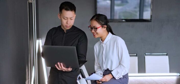 Man and Woman Brainstorming