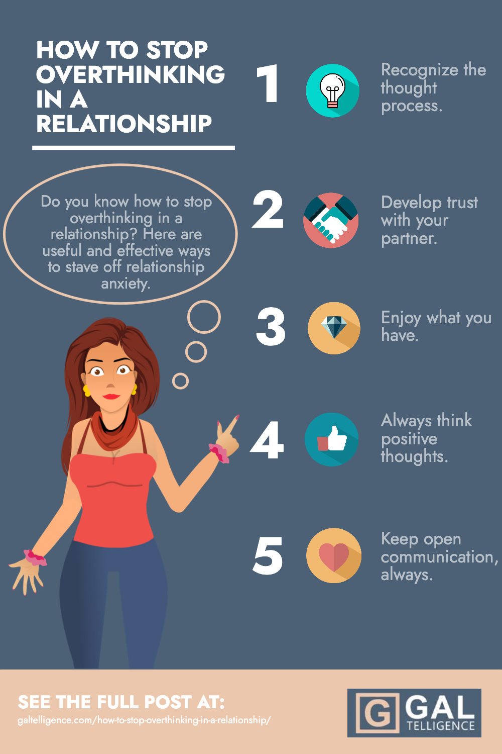 Infographic - how to stop overthinking in relationship