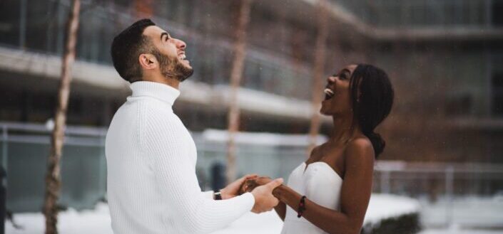 multiracial having fun outside