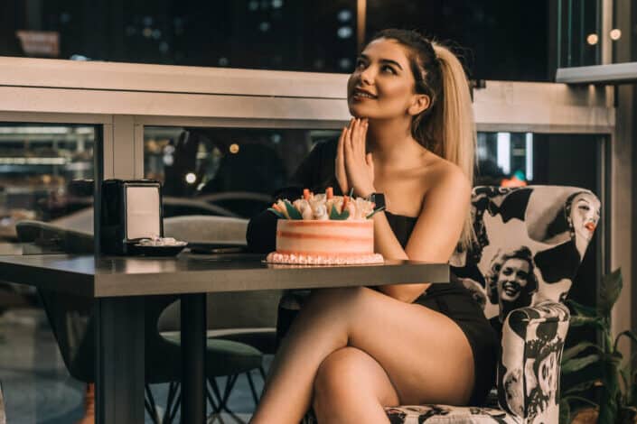 Woman Making a Wish For Her Birthday