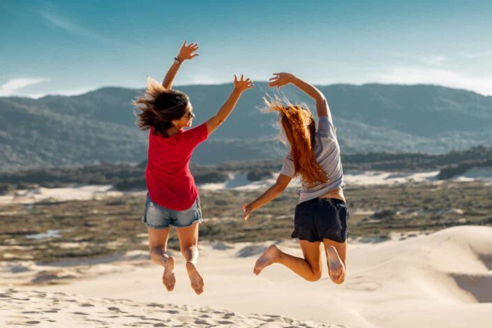 Two Women Having Fun Outside