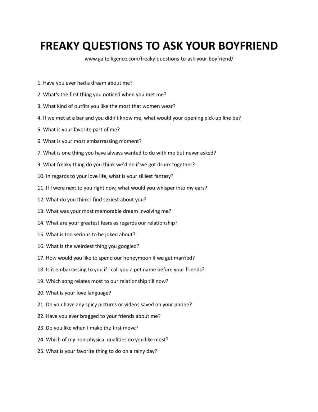 Downloadable and Printable List of Questions