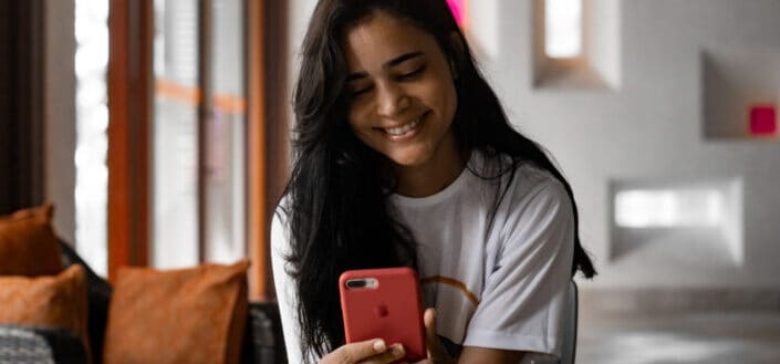 A woman using her smartphone