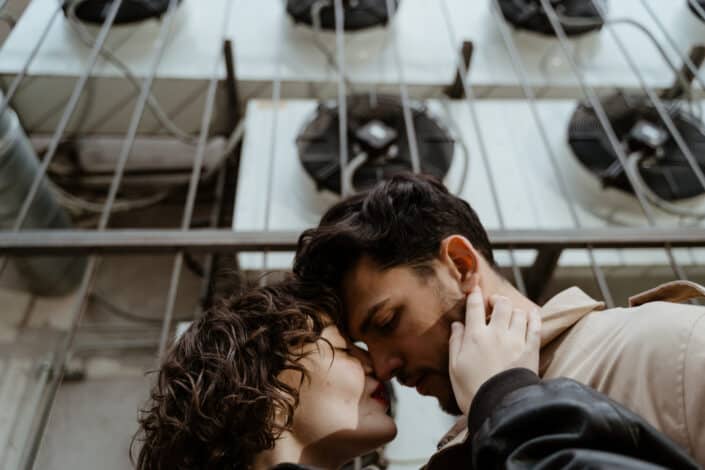 couple having an intimate moment outside
