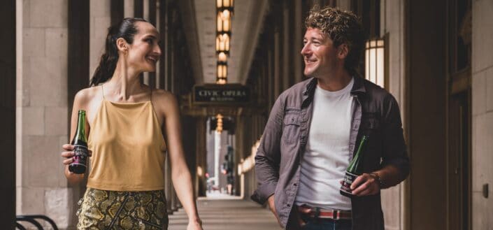 couple walking while talking to each other