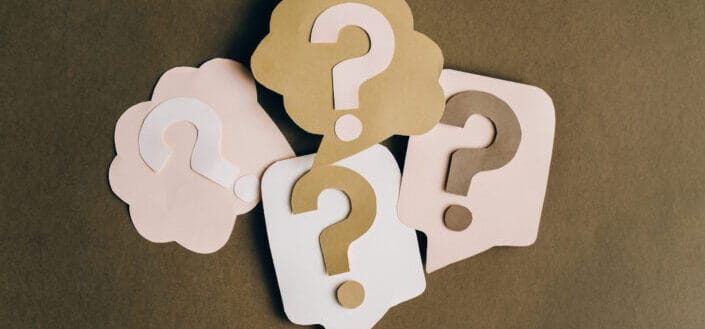 Question marks on paper crafts