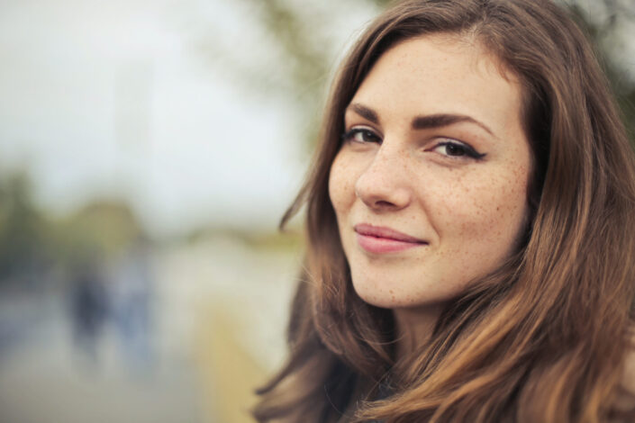 a beautiful girl with freckles 