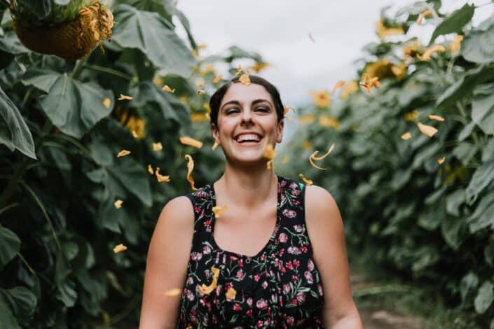 woman having a good time in the garden