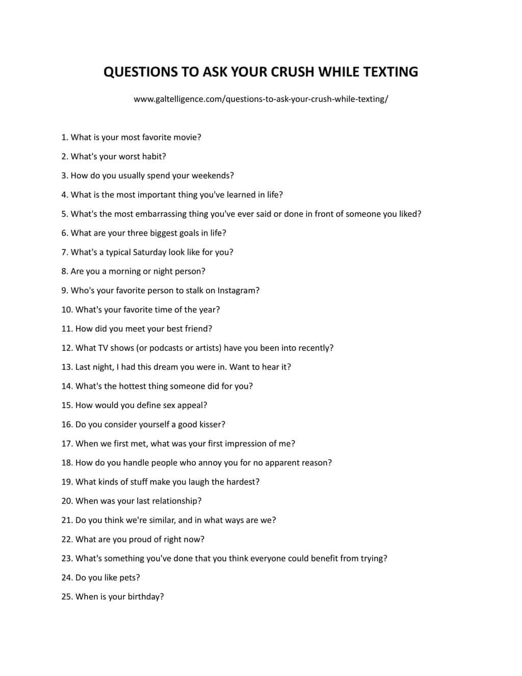 Downloadable and Printable List