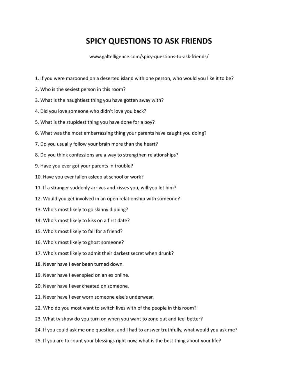 Downloadable/Printable List
