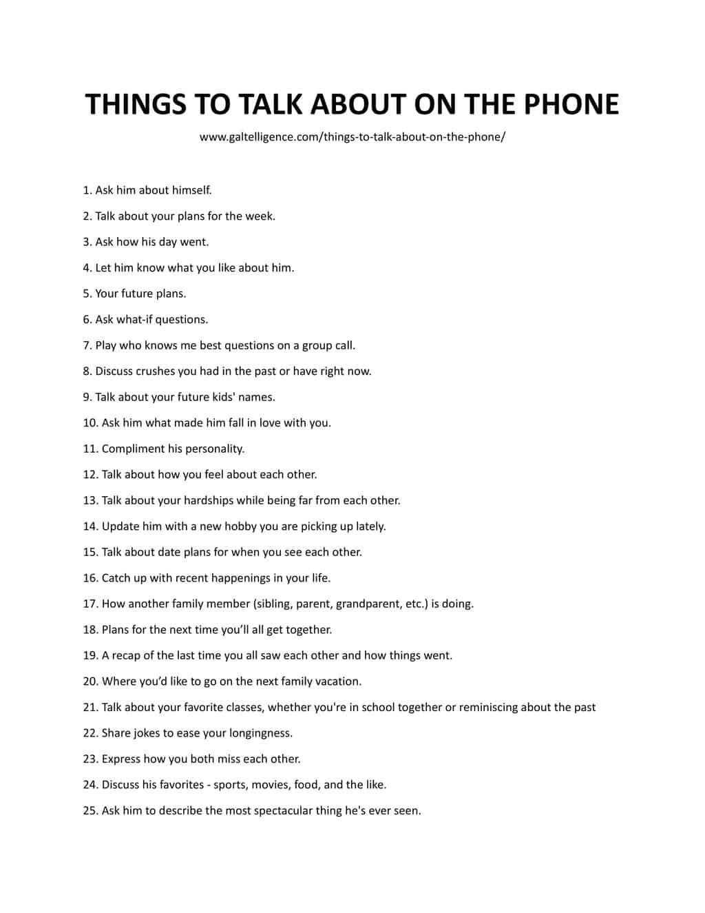 Downloadable and Printable List