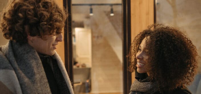 Couple looking at each other