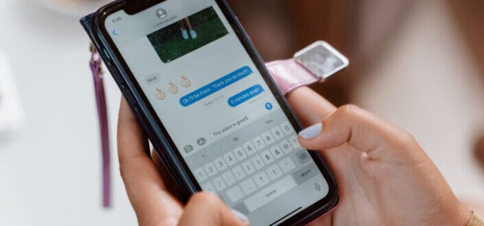 Person sending text message