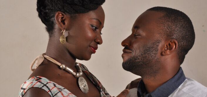 woman looking at her boyfriend