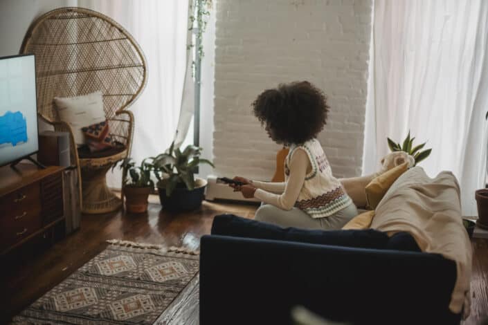 woman watch tv at home