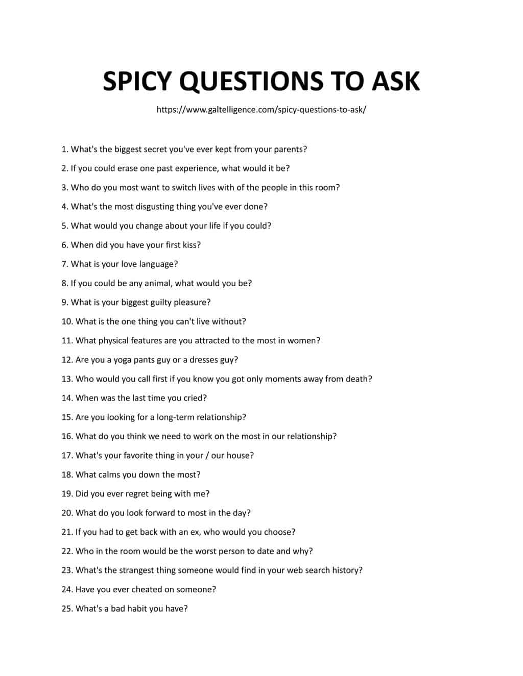 Downloadable and Printable List