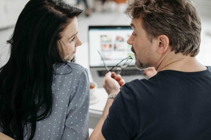 A couple talking about adoption