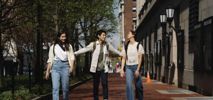 a group of students walking together