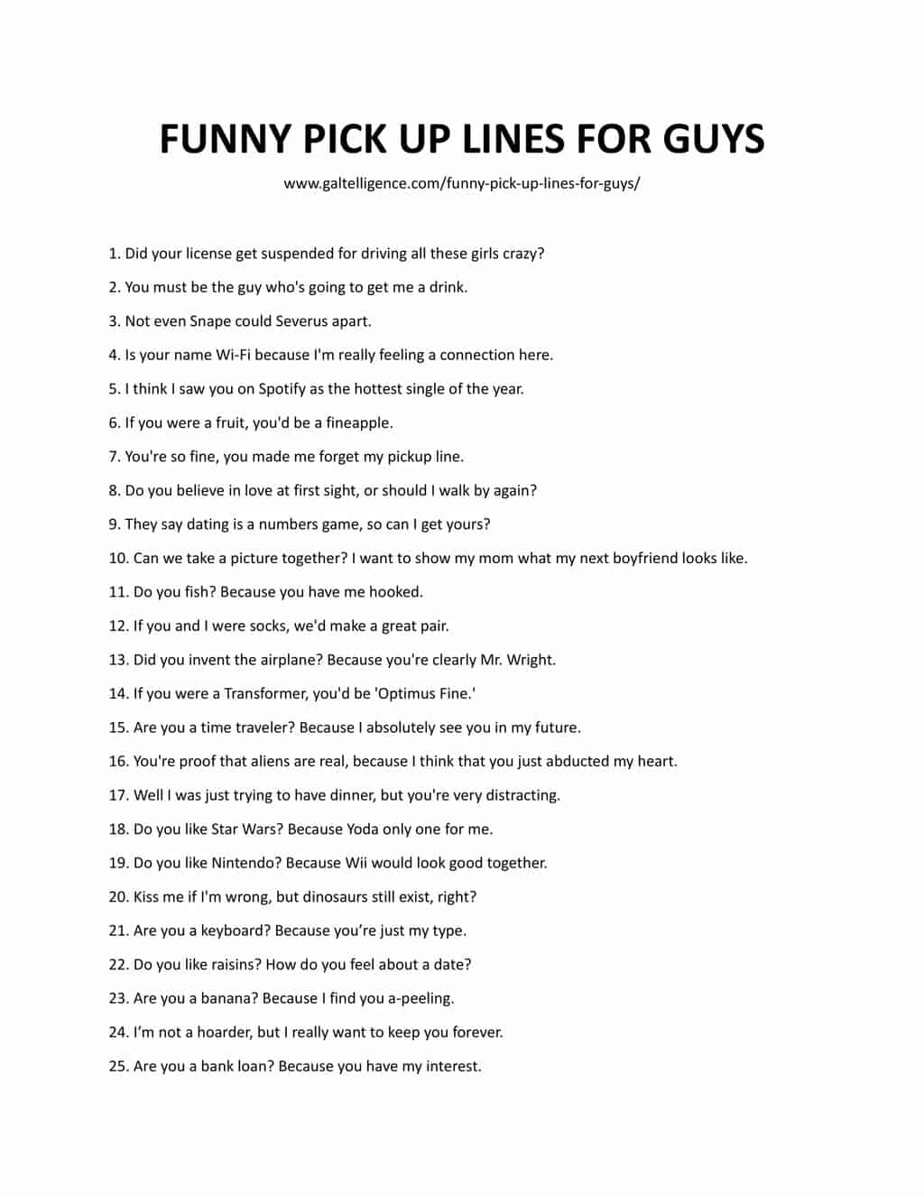 Downloadable and Printable List