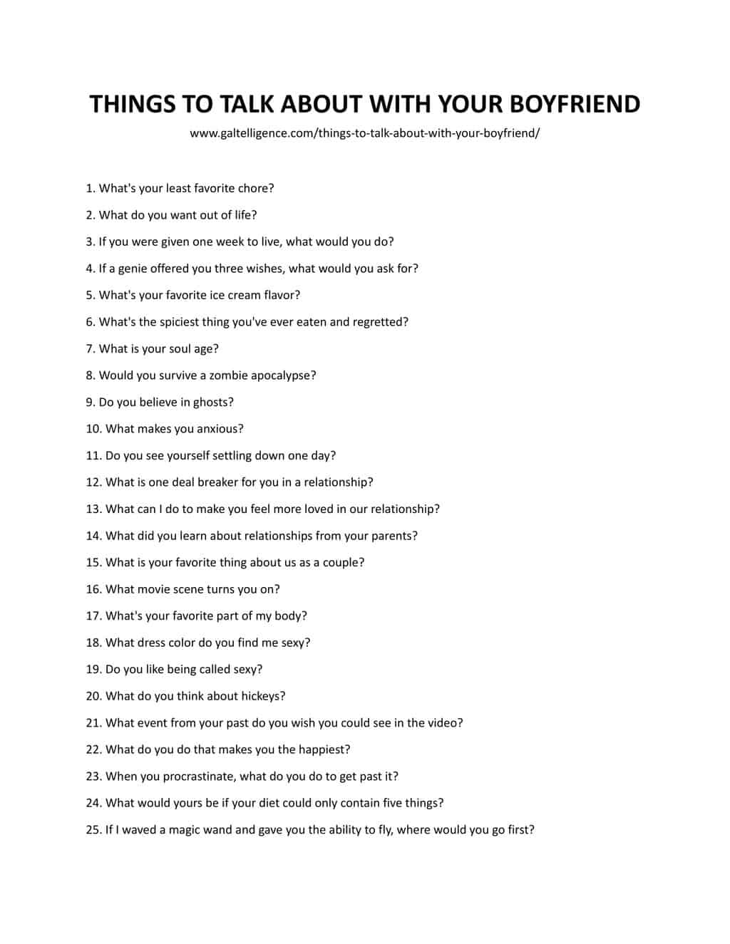 Downloadable and Printable List