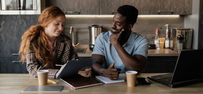 Couple Having a Discussion in Their Kitchen